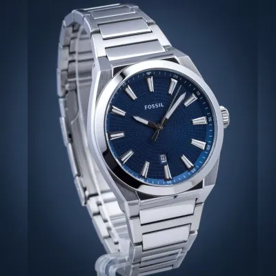 Fossil Everett Blue Dial Stainless Steel Quartz Men's Watch